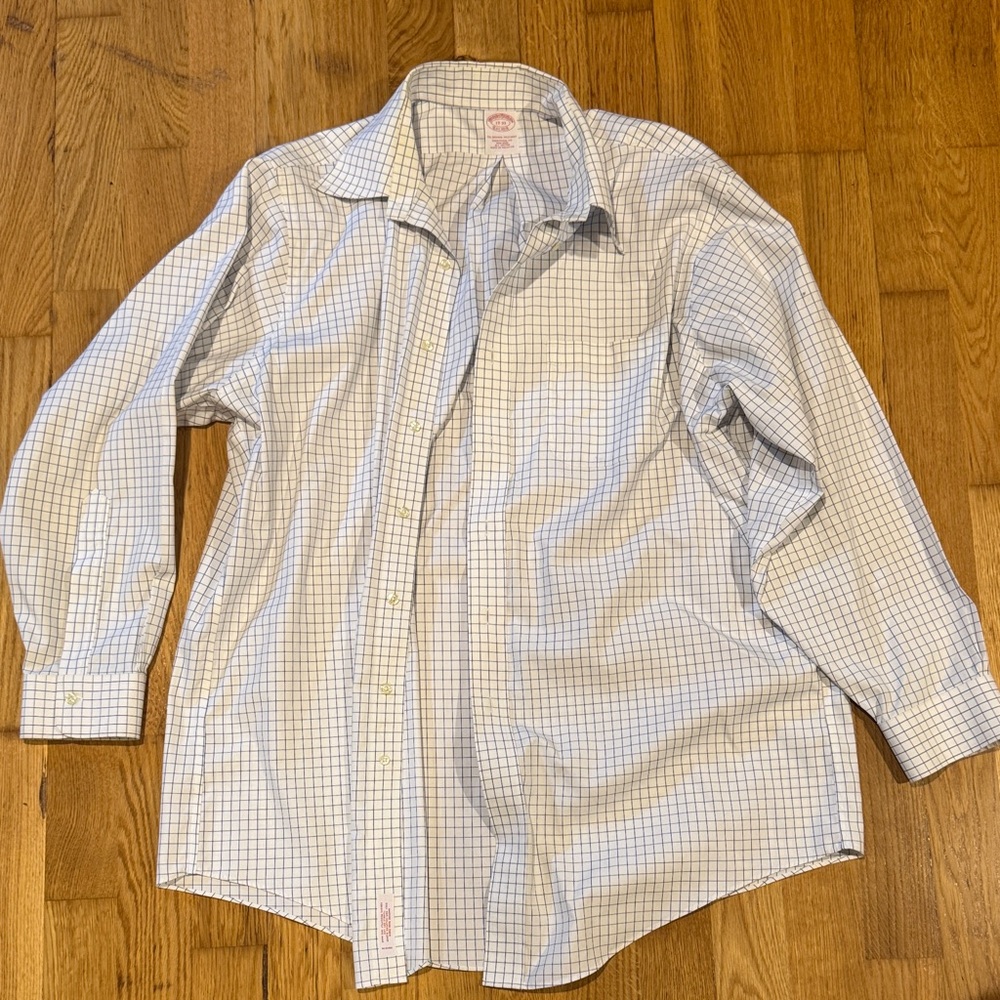 Brooks Brothers Blue and White Checkered Dress Shirt